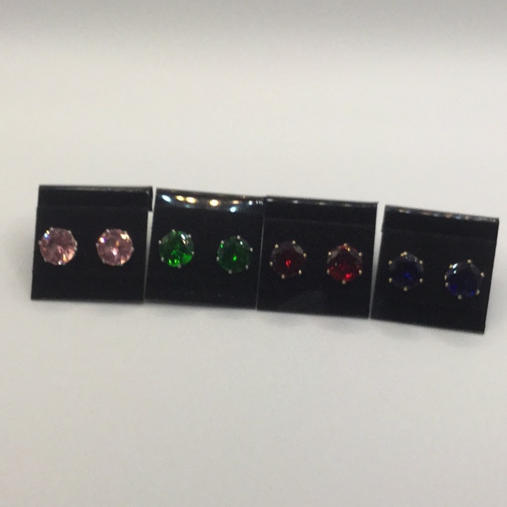 Simply Colorful Round Rhinestone Stud Earrings - Picture 7 of 7